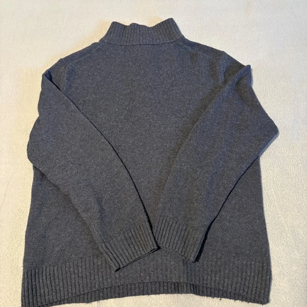J. Crew Sweater Mens L Navy Blue Merino Wool Blend Quarter Zip J7612